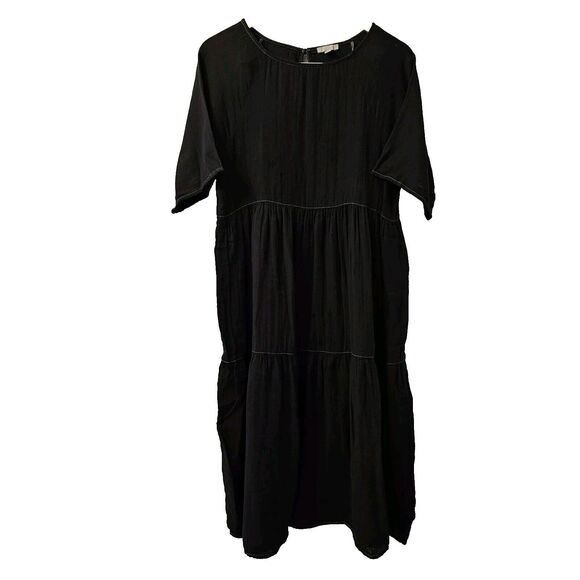 JOHNNY WAS CALME ~ Tiered Raglan Dress ~ Black ~ Size XS NEW $148 - Picture 3 of 10